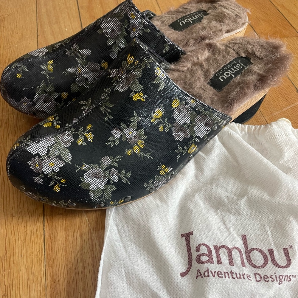 Jambu Black Floral Slip-On Mule Shoes